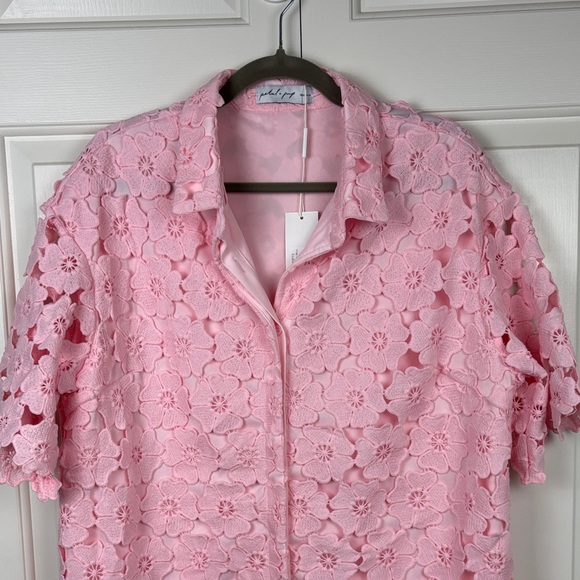 NWT Petal & Pup Tallie Button Up Pink Floral Mini Dress - 16 - Picture 2 of 9